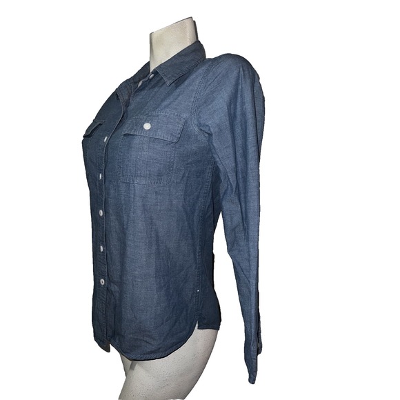 Patagonia Top Organic Cotton Chambray Button Shirt Women's 2 XS Blue Long Sleeve - Picture 5 of 8
